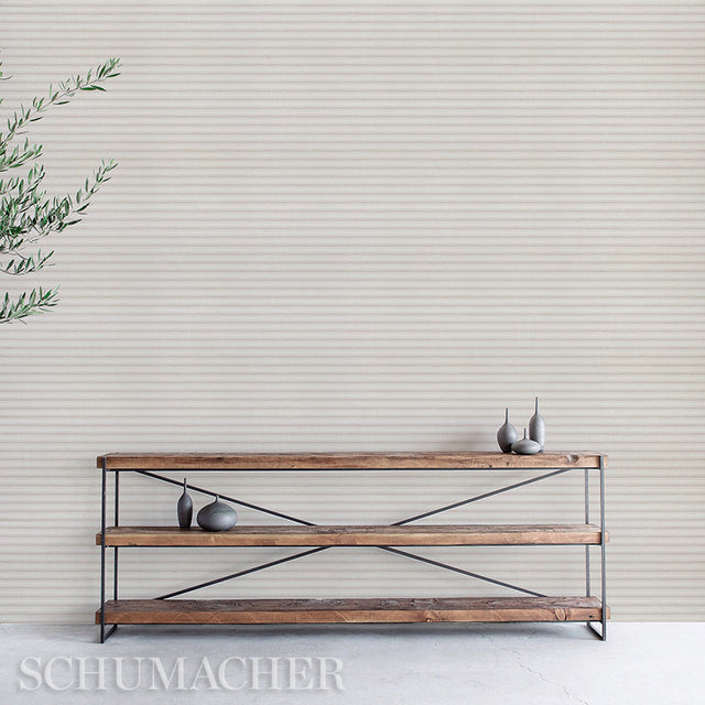 Oxnard Linen Paperweave Natural by Schumacher Woven Stripe Wallpaper – Schumacher 5011310