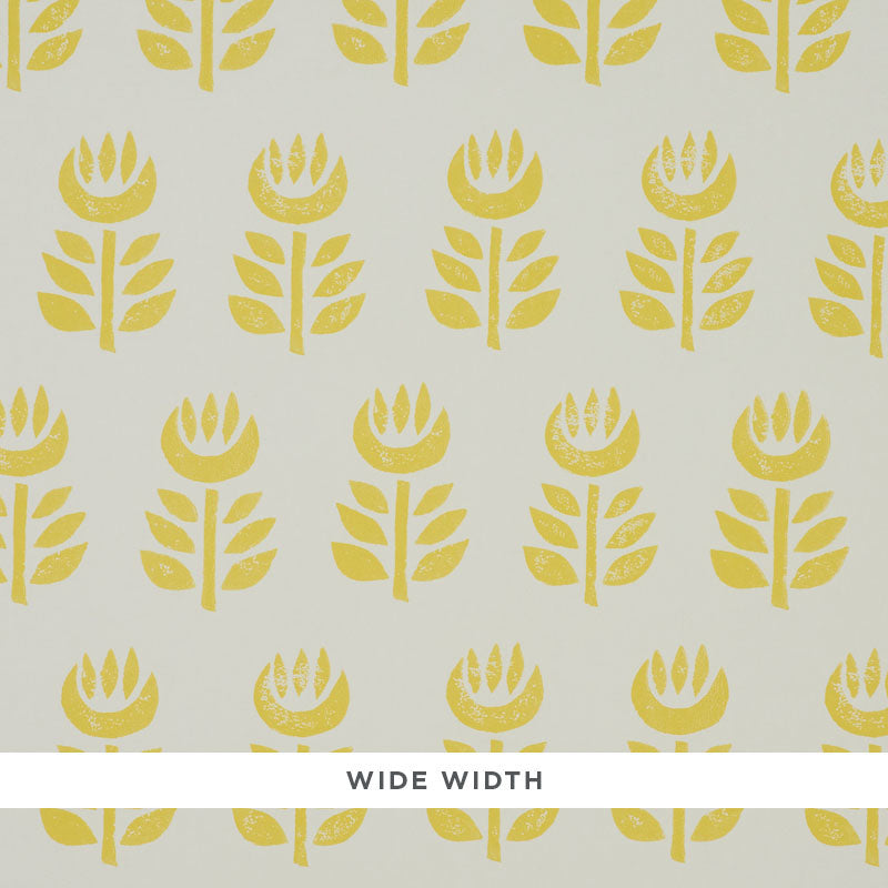Rosenborg Yellow stylized tulip Scandinavian modern wallpaper by Schumacher