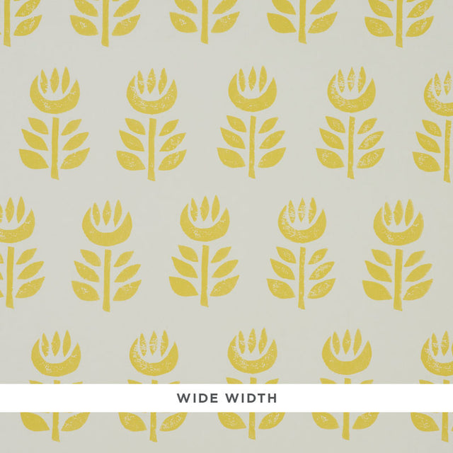 Rosenborg Yellow stylized tulip Scandinavian modern wallpaper by Schumacher