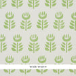 Rosenborg green stylized tulip Scandinavian modern wallpaper by Schumacher, wide width, hand block print look