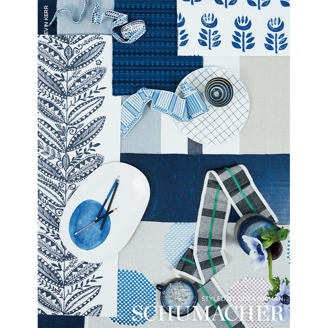 Rosenborg Navy Scandinavian Modern Tulip Wallpaper – Schumacher 5011333