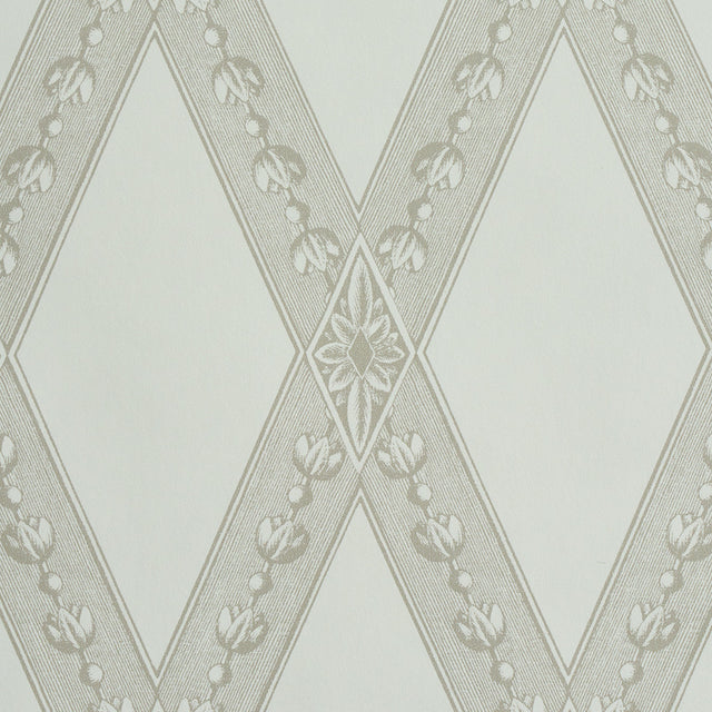 LES LOSANGES TOILE Stone by Schumacher Classic Trellis & Lozenge Motif Wallpaper – 5011360
