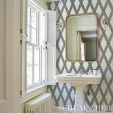 LES LOSANGES TOILE Stone by Schumacher Classic Trellis & Lozenge Motif Wallpaper – 5011360
