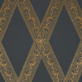 LES LOSANGES TOILE Gold on Black Trellis Wallpaper by Jill Lasersohn – Schumacher 5011362