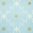 Palladio Trellis Sky by Schumacher - stylized trellis wallpaper with sun motif in blue and gold