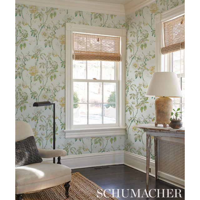 Daydream Citron by Schumacher Wide-Width Floral Wallpaper – Schumacher 5011400