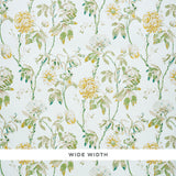 Daydream Citron by Schumacher is a wide-width floral wallpaper featuring enchanting peony blossoms in a subdued color palette.