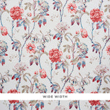 DAYDREAM Rose by Schumacher - Signature peony floral wallpaper in pink, red, and blue on a white ground