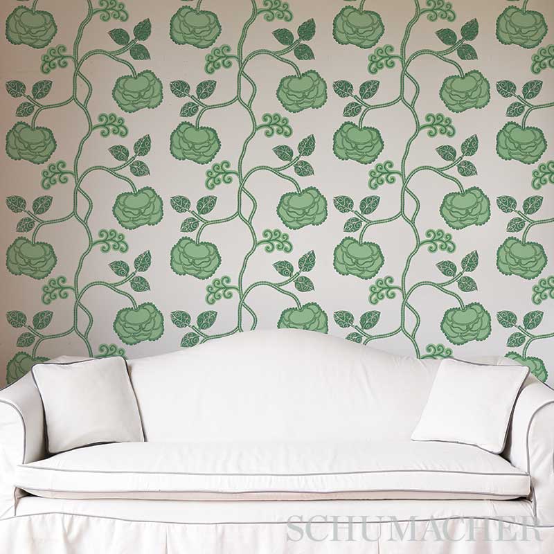 Queen Fruit Jade by Neisha Crosland Botanical Designer Wallpaper – Schumacher 5011411