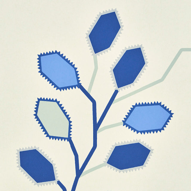 TUMBLE WEED Delft Blue by Neisha Crosland Geometric Botanical Wallpaper – Schumacher 5011420
