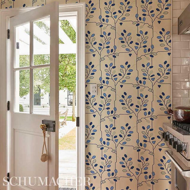TUMBLE WEED Silver White by Neisha Crosland Modern Arboreal Geometric Wallpaper – Schumacher 5011421