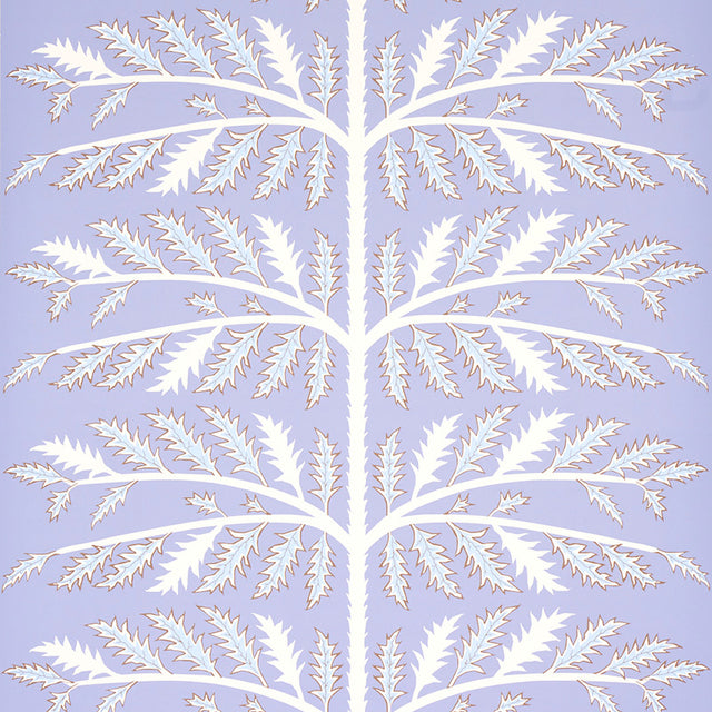 Thistle wallpaper in lavender by Neisha Crosland for Schumacher, featuring a bold thistle motif on a textural ground.