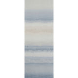 Orissa Panel wallcovering in blue and natural watercolor effect by Schumacher, shown in room and detail views.
