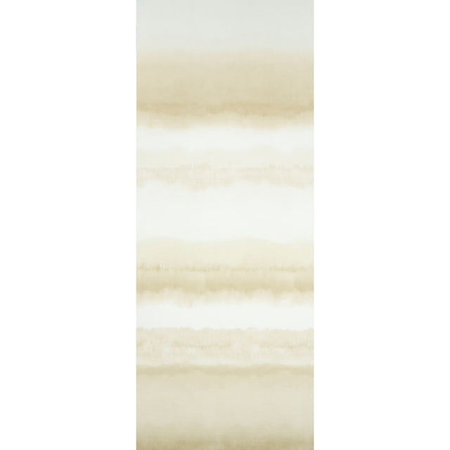Orissa Panel wallcovering in natural colorway with a soft, watercolor effect reminiscent of artisanal ikat or shibori, shown in a modern interior setting.
