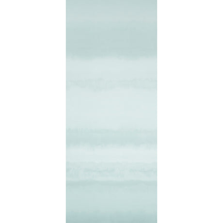 Orissa Panel Mineral by Schumacher - a 12-foot tall panel wallcovering with a soft watercolor effect in blue mineral tones, shown in a styled interior.