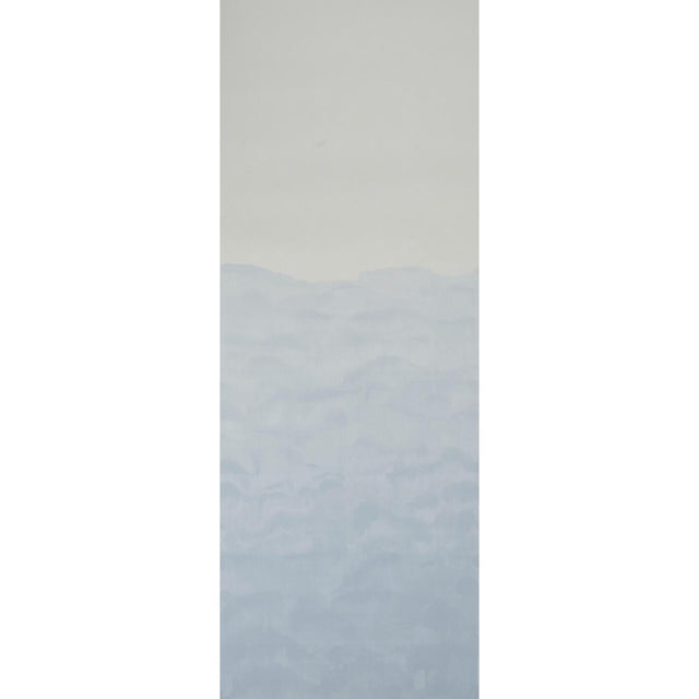 KOBAI PANEL Mineral by Schumacher - Aquarelle Collection. Watercolor-inspired wall mural panel in soft mineral blue and gray tones, reminiscent of a Japanese ink painting.