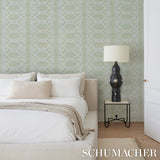 ZIZ Embroidered Sisal Mineral by Schumacher Embroidered Trellis Stripe Wallpaper – Schumacher 5011472