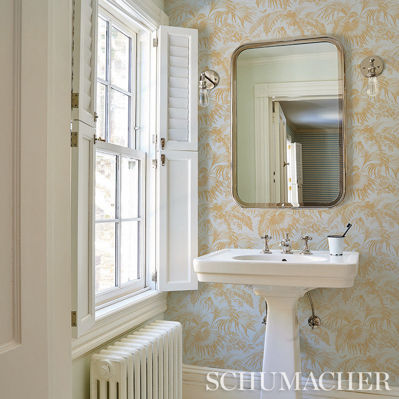 TOILE TROPIQUE Gold by Schumacher Botanical Tropical Wallpaper – Schumacher 5011480