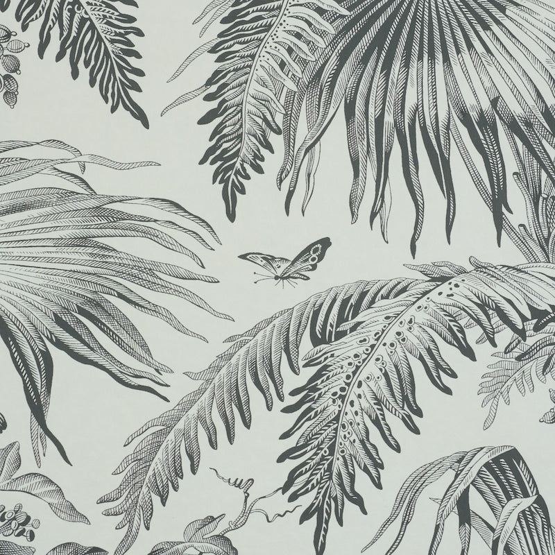 TOILE TROPIQUE Black by Schumacher Botanical Tropical Wallpaper – Schumacher 5011481