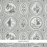 LES SCENES CONTEMPORAINES by Jill Lasersohn for Schumacher, black Greco-Roman contemporary vignette wallpaper