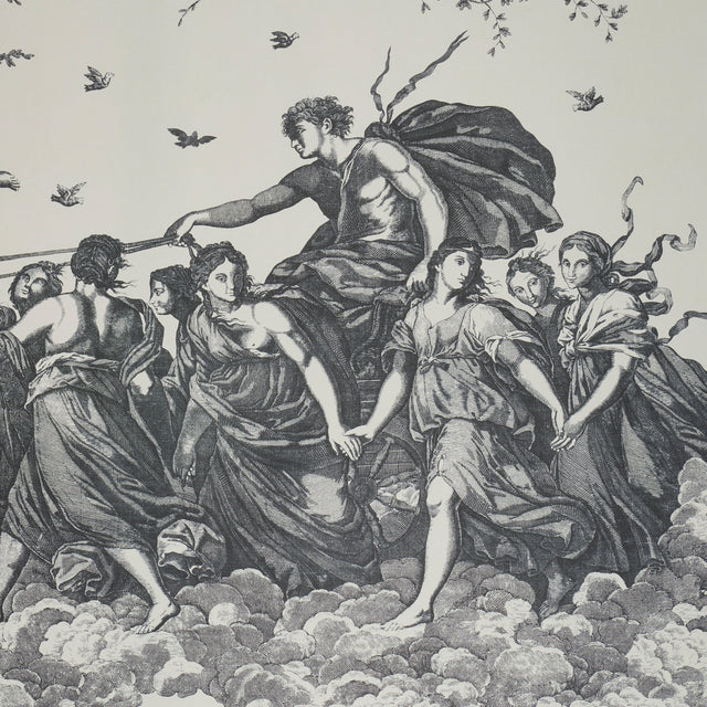 Chariot of Dawn Toile Panel Set Black by Schumacher Jill Lasersohn Scenic Wall Mural – Schumacher 5011500