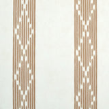 Sequoia Stripe wallpaper in brown by Schumacher, featuring an abstract diamond trellis within tonal stripes for a chic, understated look.