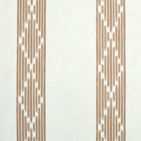 Sequoia Stripe wallpaper in brown by Schumacher, featuring an abstract diamond trellis within tonal stripes for a chic, understated look.