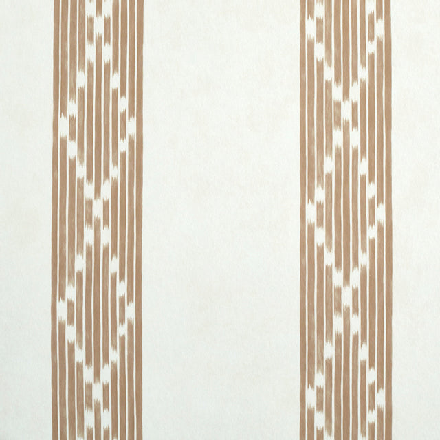 Sequoia Stripe wallpaper in brown by Schumacher, featuring an abstract diamond trellis within tonal stripes for a chic, understated look.