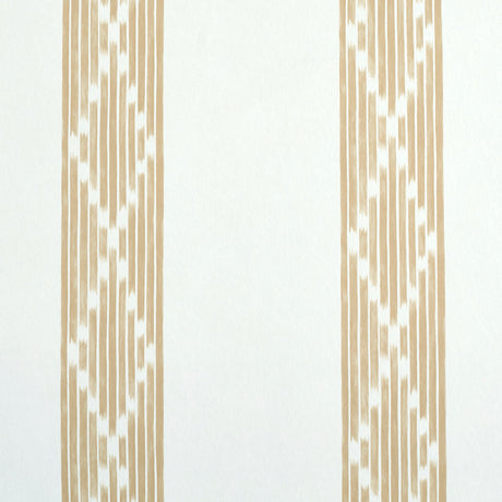 Sequoia Stripe wallpaper in Camel by Schumacher, featuring abstract diamond trellis within tonal stripes for a casual, refined look.
