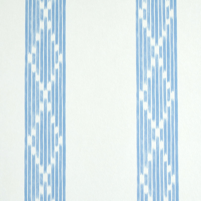 Sequoia Stripe wallpaper in blue and white with abstract diamond trellis and tonal stripes by Schumacher