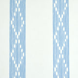 Sequoia Stripe wallpaper in blue and white with abstract diamond trellis and tonal stripes by Schumacher