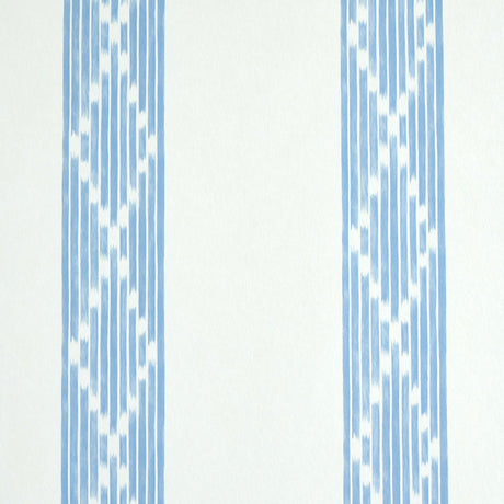 Sequoia Stripe wallpaper in blue and white with abstract diamond trellis and tonal stripes by Schumacher