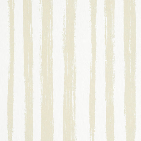 Sketched Stripe wallpaper in Natural by Schumacher features hand-painted vertical lines in a painterly stripe motif.