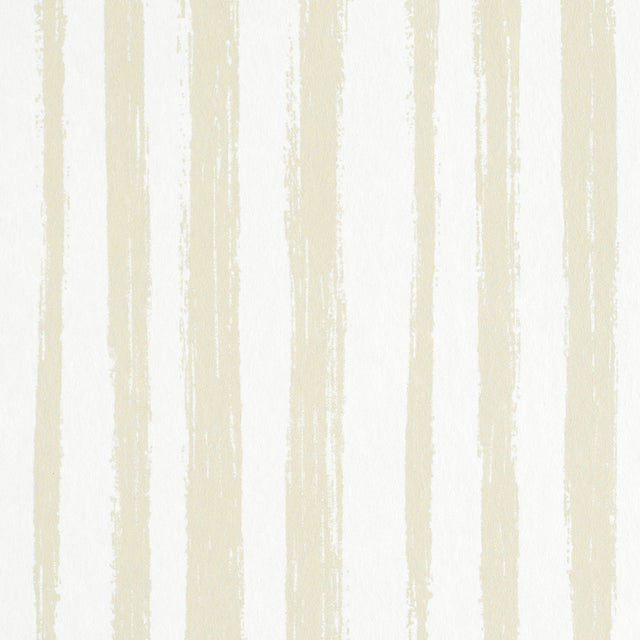 Sketched Stripe wallpaper in Natural by Schumacher features hand-painted vertical lines in a painterly stripe motif.