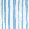 Blue hand-painted vertical stripe wallpaper with painterly effect from Schumacher's Stripe Wallcovering Collection.