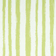 Sketched Stripe green hand-painted vertical stripe wallpaper by Schumacher, shown in a bathroom interior and as product close-ups.