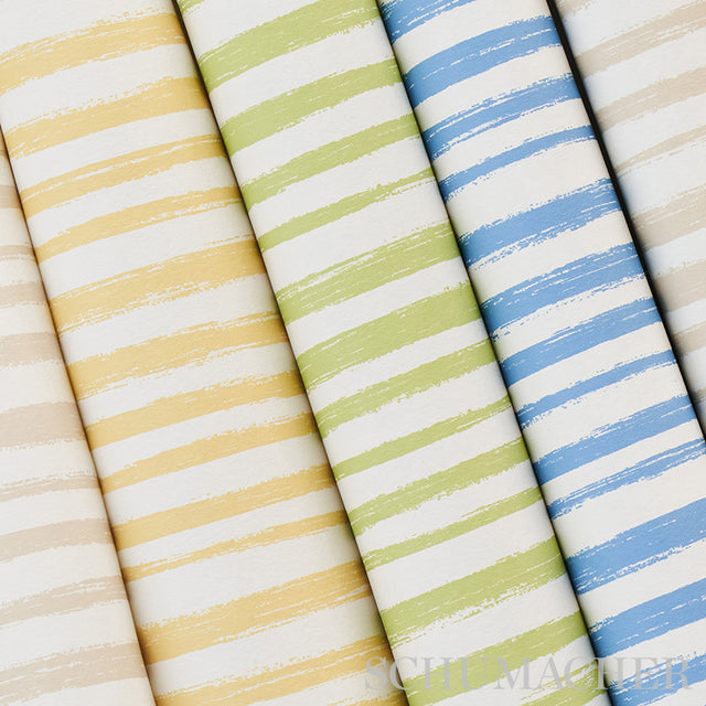 Sketched Stripe Yellow by Schumacher Painterly Stripe Wallpaper – Schumacher 5011543