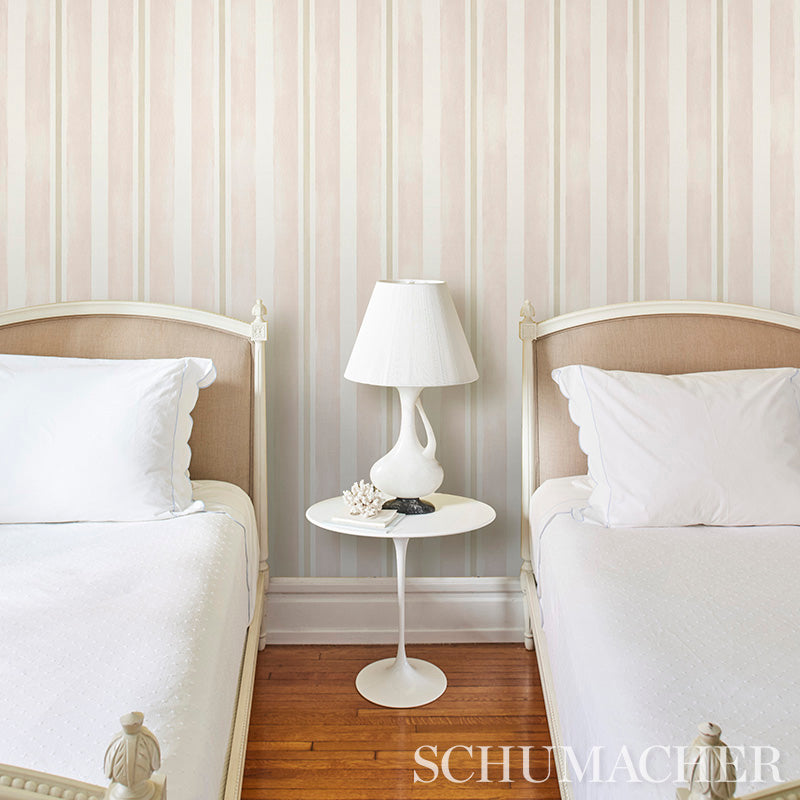 Watercolor Stripe Leaf by Schumacher Green Blue Modern Stripe Wallpaper – Schumacher 5011570
