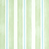 Watercolor Stripe wallpaper in Leaf by Schumacher features hand-painted, soft green and blue stripes for a fresh, modern look.