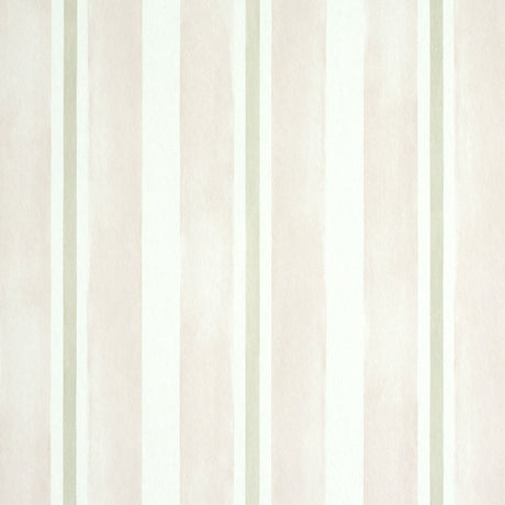 Watercolor Stripe wallpaper in blush by Schumacher, featuring hand-painted, soft two-tone vertical stripes for a charming, modern look.
