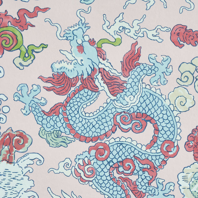 Magic Mountain Dragon Blush by Schumacher Whimsical Dragon Wallpaper – Schumacher 5011591