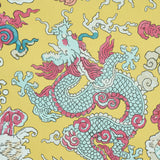 Magic Mountain Dragon Yellow by Schumacher Exotic Foo Dog and Dragon Wallpaper – Schumacher 5011592