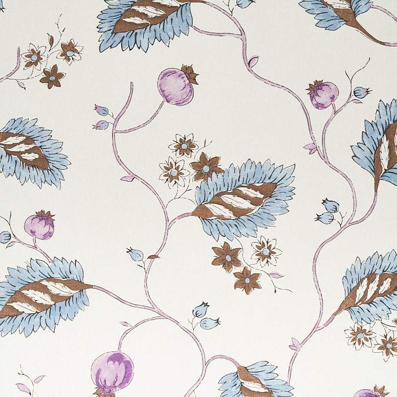 Maryam Vine Sky & Plum by Schumacher Jacaranda Collection Floral Vine Wallpaper – Schumacher 5011601