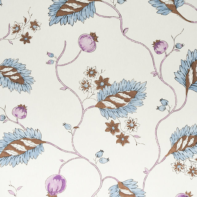 Maryam Vine Sky & Plum by Schumacher Jacaranda Collection Floral Vine Wallpaper – Schumacher 5011601