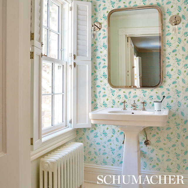 Maryam Vine Sky & Plum by Schumacher Jacaranda Collection Floral Vine Wallpaper – Schumacher 5011601