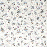 Maryam Vine wallpaper in Sky & Plum by Schumacher, featuring a delicate floral vine pattern with blue, plum, and brown accents on a light background.