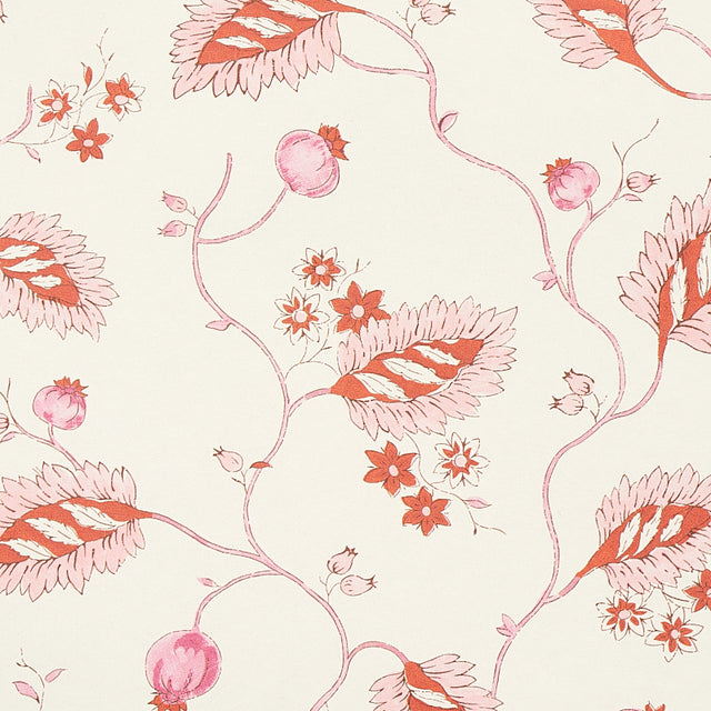 Maryam Vine Pink & Red by Schumacher Floral Vine Wallpaper – Schumacher 5011602