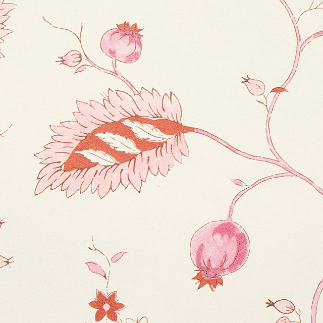 Maryam Vine Pink & Red by Schumacher Floral Vine Wallpaper – Schumacher 5011602