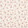 Maryam Vine wallpaper in pink and red with trailing vines, patterned leaves, delicate blossoms, and berries on a light background.