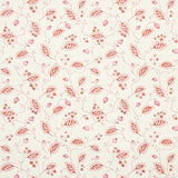 Maryam Vine wallpaper in pink and red with trailing vines, patterned leaves, delicate blossoms, and berries on a light background.
